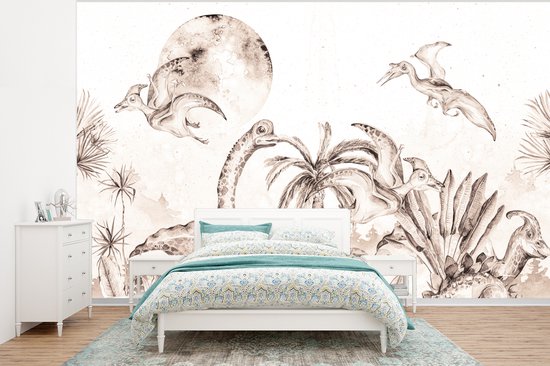 Papier Peint - Papier Papier peint photo Dino - Décoration Jungle - Enfants - Largeur 375 cm x Hauteur 280 cm