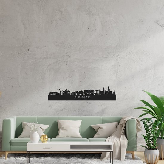 Skyline Alkmaar Bois Zwart - 80 cm - Décoration d'intérieur design - Décoration murale