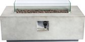 Teamson Home Rechthoekige Beton Propaan Gas Vuurtafel - Vuurkorf Buiten - Geen Rook - Terrashaard - Met Windscherm, Lavasten & Omslag