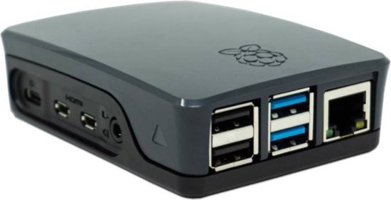 Raspberry Pi 5 behuizing in zwart en grijs Raspberry Pi 5 behuizing in zwart en grijs