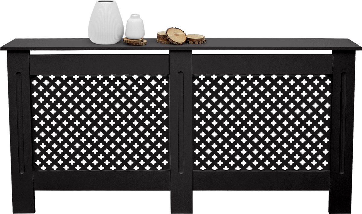 Radiatorpaneel 152x19x82 cm ruit zwart gemaakt van MDF