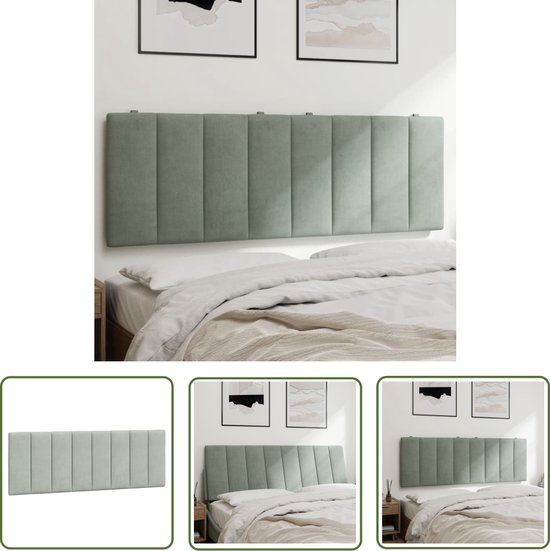 Coussin de tête de lit The Living Store - 140 x 3 x 45 cm - Velours - Gris clair - Oreiller - Coussins de tête de lit - Coussin en velours - Coussin Grijs - Décoration de lit