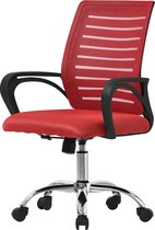 Bol.com Ergonomische bureaustoel met armleuningen Mesh stof rood met wielen ML design aanbieding