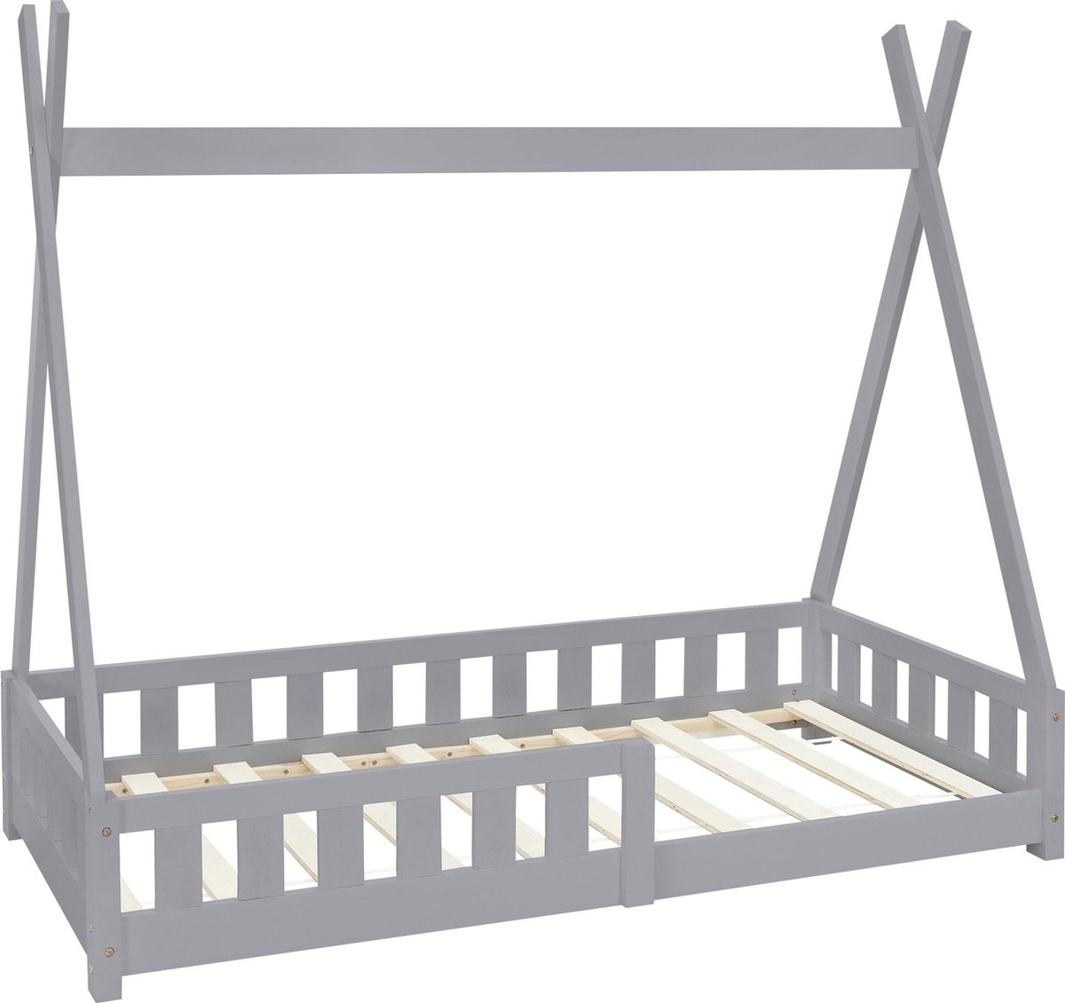 ml-design kinderbed tipi 80x160 cm lichtgrijs massief grenen hout met lattenbodem en uitvalbeveiliging huisbed in de vorm van een indianentipi geschikt als kinderhuis jeugdbed houten bed en speelbed ideaal als kinderbed tent voor jongens en meisjes