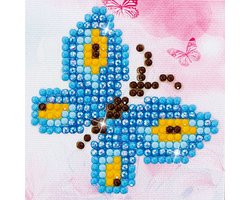Diamond Painting Kinderen - DDS.002 Diamond Dotz® - Blauwe vlinder 7 x 7cm - Ronde steentjes - Volledig pakket