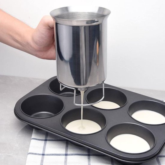 Cupcake-batterijdispenser, pannenkoekendeegdispenser van roestvrij staal, batter trechter, wafle-batterijdispenser, deegdispenser voor cupcakes, deegtrechter voor het bakken van cupcakes