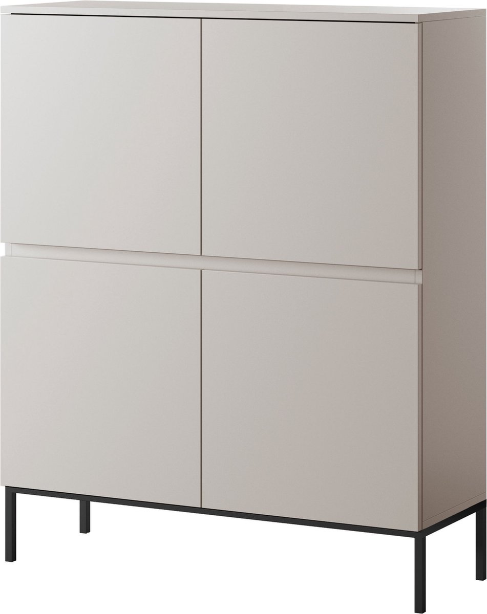 Selsey Bemmi - Hoge kast - 100 cm - Beige met zwarte poten