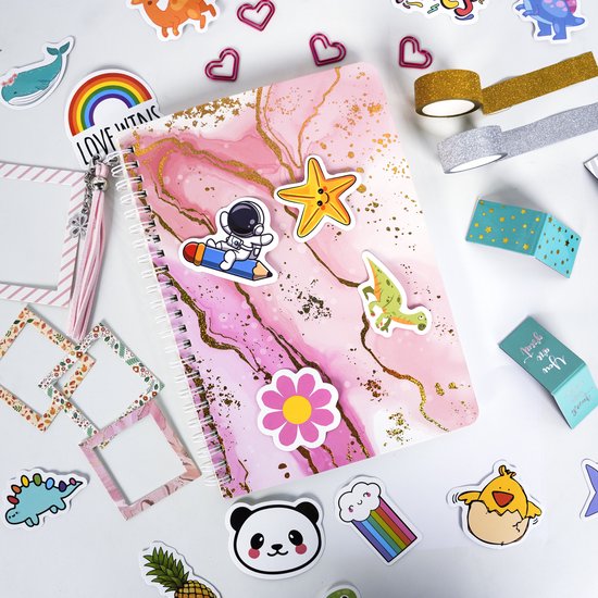 Doe-het-zelf dagboekset voor meisjes - grappige cadeaus voor meisjes van 8, 9, 10, 11, 12, 13, 14 jaar, 104 stuks, scrapbooking en agenda benodigdheden, knutselset voor