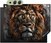 KitchenYeah® Protection plaque induction 80x55 cm - Lion - Animal - Peinture - Noir - Protege plaque de cuisson - Couvre plaque induction - Protecteur d'induction - Cuisine