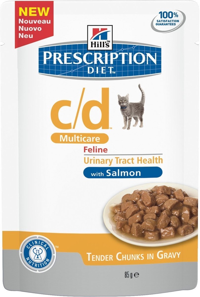 Hill's Prescription Diet C/D Multicare Urinary nat kattenvoer met zalm maaltijdzakje multipack 12 x 85 g