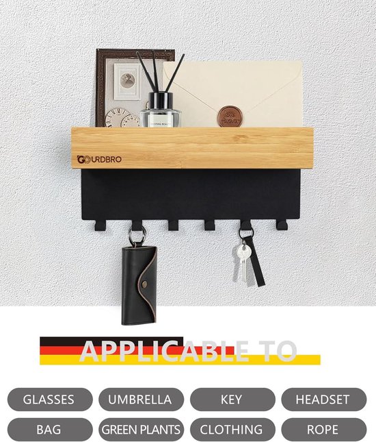 Unyqoos ® Stijlvol Minimalistisch Sleutelrek Voor Een Georganiseerde Ingang Met Houten Plank En Verborgen Haken Unyqoos ® Stijlvol Minimalistisch Sleutelrek Voor Een Georganiseerde Ingang Met Houten Plank En Verborgen Haken