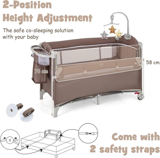 LIFEZEAL Babyparasolbed, opvouwbaar, 3-in-1, met matras en luiertafel, babybed met muggennet, opbergmand en draagtas voor 0-36 maanden, blauw