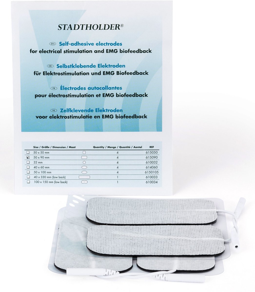 TENS Elektroden 5x9cm - p5x4st - Stadtholder TENS Spierstimulatie en EMG | 615090-B5