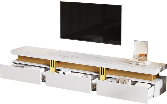 TV Lowboard Zwart Met Wit Marmerlook 150 cm Kopen