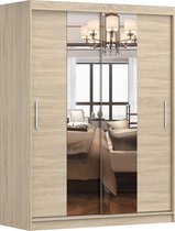 Schuifdeurkast LARA 01 – 2-deurs kledingkast met spiegel, legplanken en kledingroede – modern design – 150x200x61 cm - LARA 01 (Sonoma)