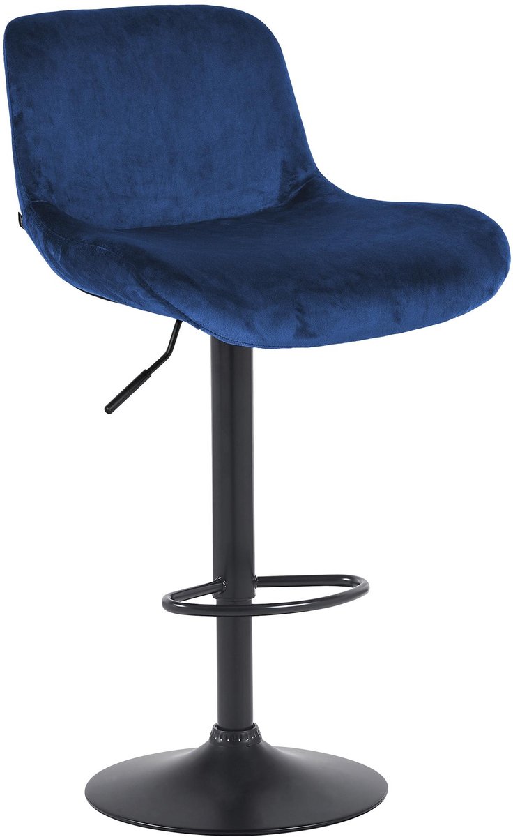 CLP Solon Barkruk - met rugleuning - in hoogte verstelbaar - draaibaar - zwart frame - zwart/blauw