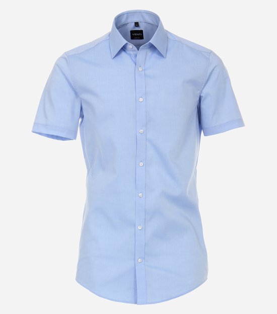 Chemise VENTI body fit - manches courtes - popeline - bleu - Repassage facile - Col : 38