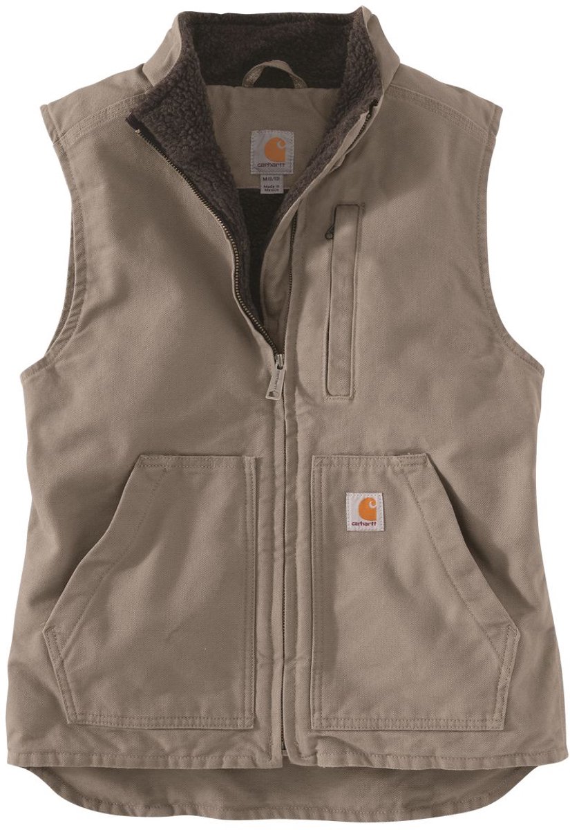 Carhartt Damen Weste Sherpa Lined Mock Neck Vest Taupe -XS Grijs