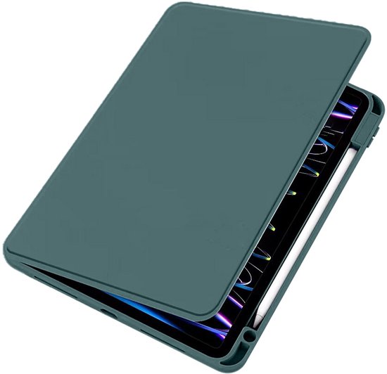 Étui de protection en cuir PU pour iPad 10,2", 10,5" Vert nuit