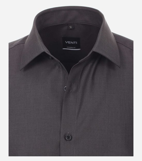 Chemise VENTI coupe moderne - manches courtes - popeline - gris - Repassage facile - Col : 39
