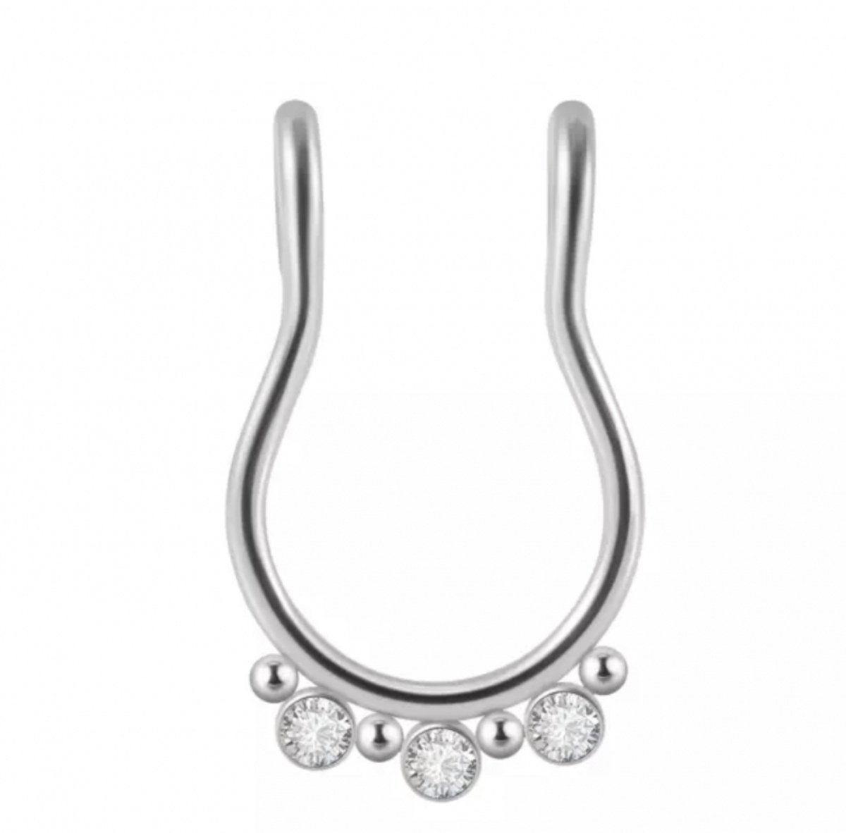 Fake- Neusring-Strass-Zilverkleur-Geen gaatje - Charme Bijoux
