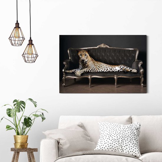 Léopard Chique Panther - Allongé - Luxe - Relax - Peinture Panneau Deco MDF 90 x 60 cm