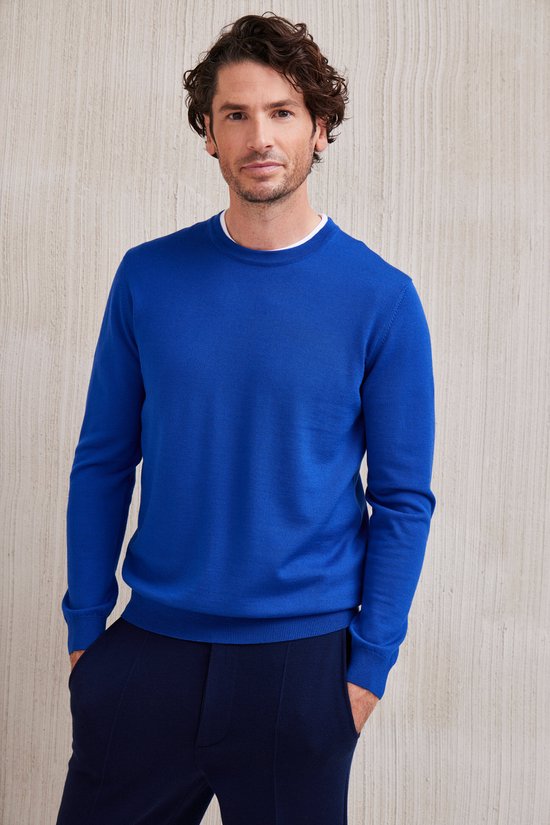 FALKE Basic New Merino Crew Neck elegante klassieker wol trui heren zwart - maat M