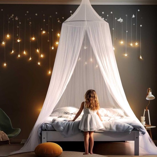 Mengersi 4 Hoek Post Bed Luifel Gordijn Klamboe Twin Full Queen King Size (Grijs