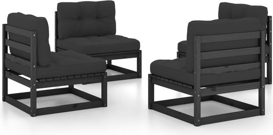 Balkonmeubel, set van 4-zits met 2 stoelen en salontafel, tuinlounge