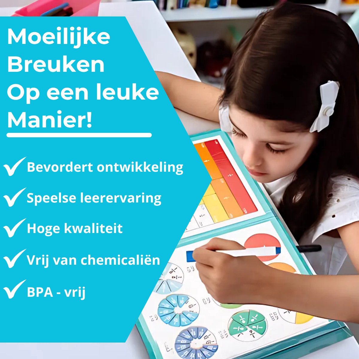 Montessori Breukenboek Magnetisch – Rekenen Oefenen met Breuken & Breukencirkels – Educatief Speelgoed 4-10 Jaar - Inclusief Stift — afbeelding 5