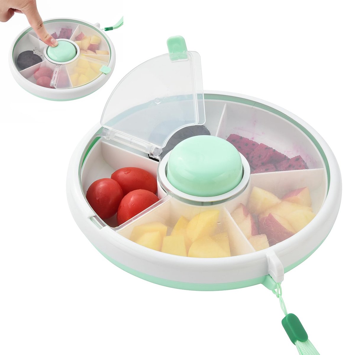 La'Moussawi ® Innovatieve Draagbare Snackcontainer met Roterende Opslag voor Kinderen, Ideaal voor Onderweg en Thuis