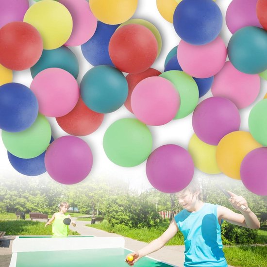 Balles de tennis de table colorées - Paquet de 50 - Balles de ping-pong réutilisables - 40 mm - Multifonctionnelles - Machine de lancer - Formation professionnelle - Heureusement incluses.