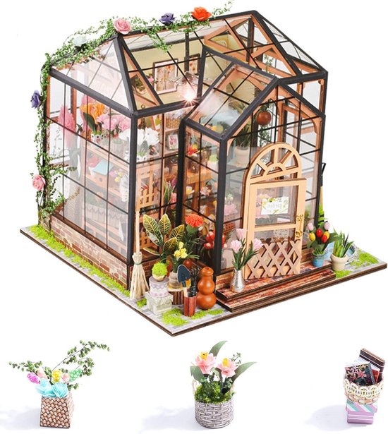 Doe-het-zelf poppenhuis miniatuurset schaal 1:24 creatief stuk model met meubels led-verlichting houten puzzel speelgoed voor volwassenen tieners verjaardagscadeau