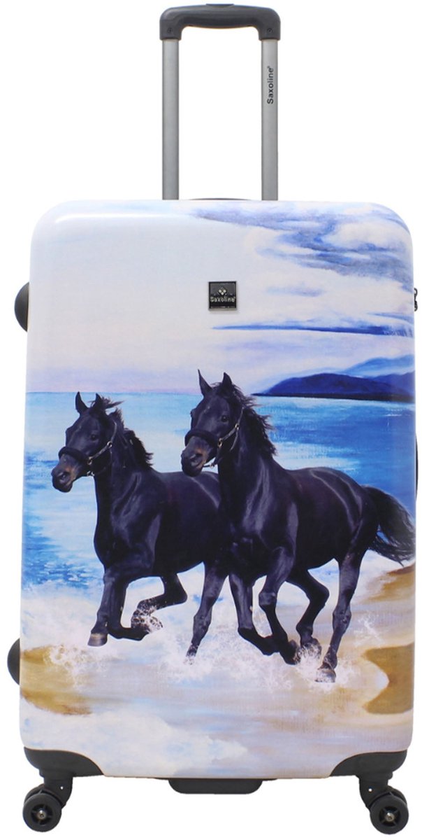 Saxoline Harde Koffer / Trolley / Reiskoffer - 77 cm (Large) - Black Horse Print - Bedrukt / Large