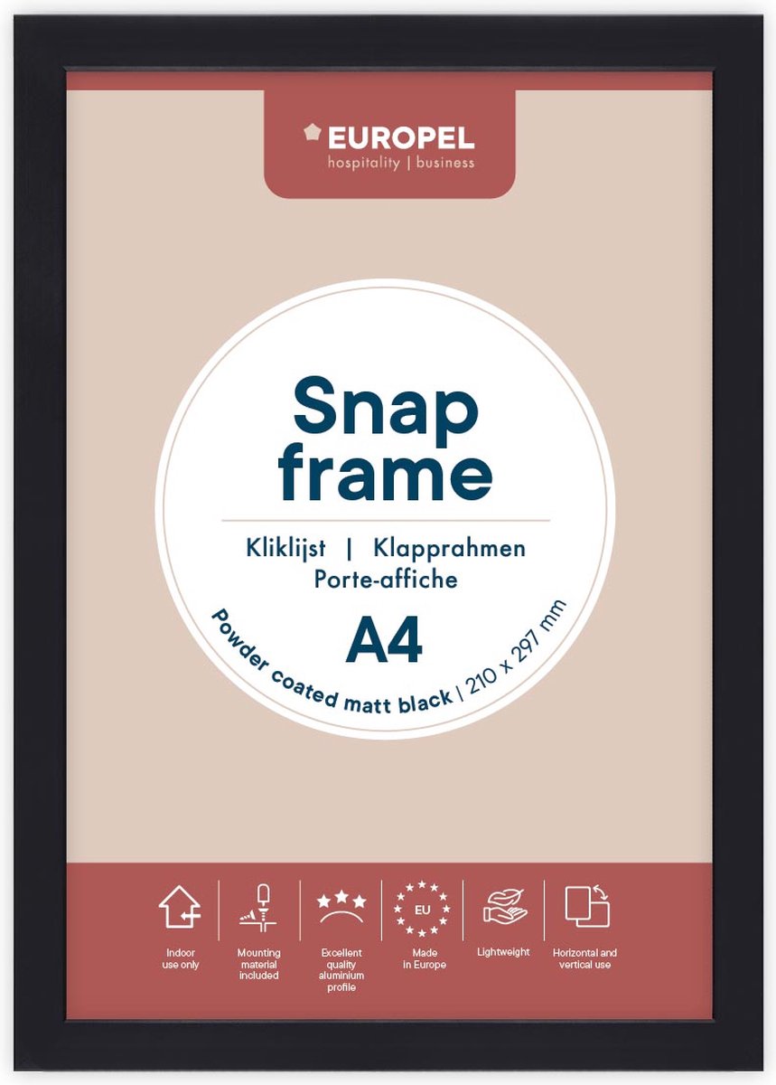 Europel Kliklijst europel a4 25mm mat zwart | 10 stuks