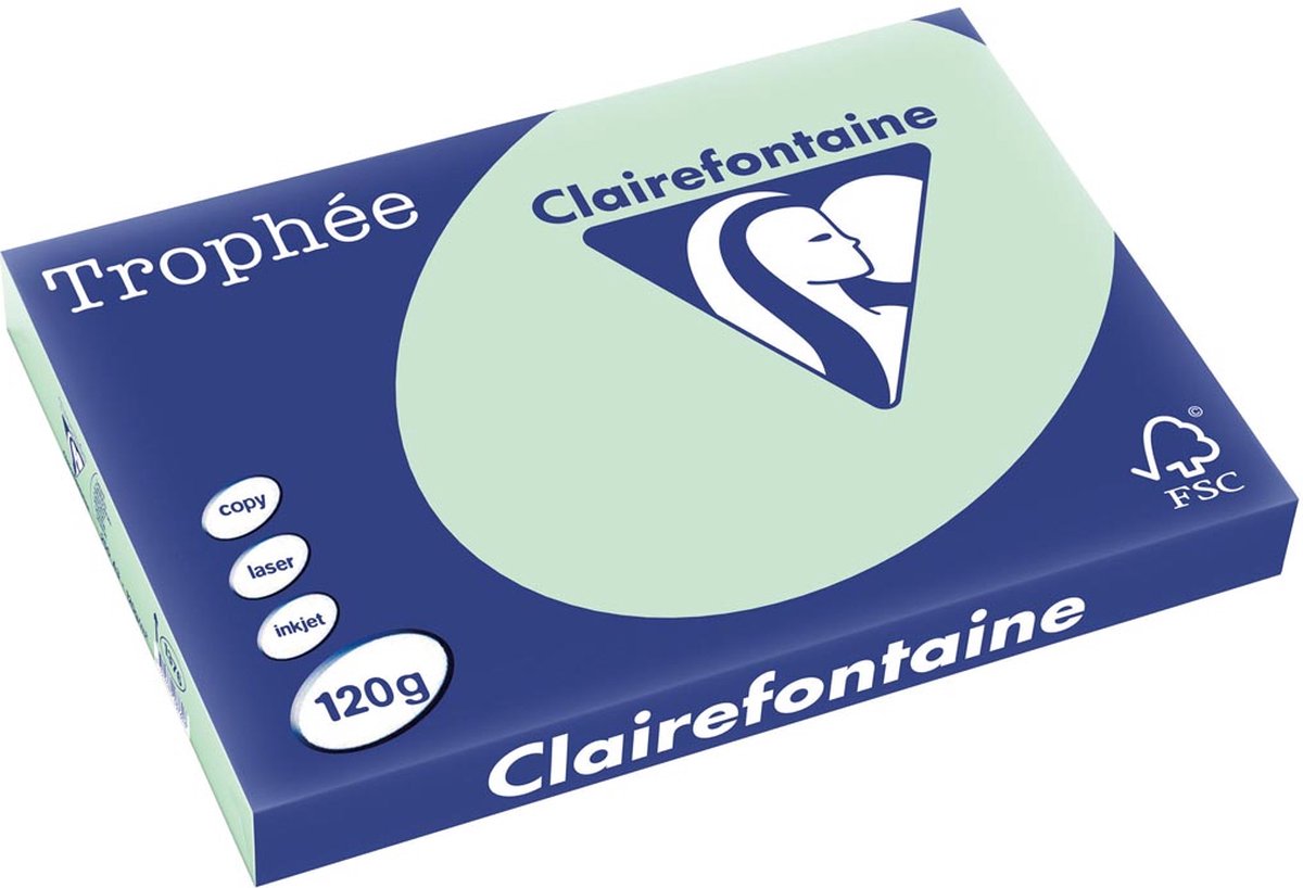 Clairefontaine Trophée Pastel, gekleurd papier, A3, 120 g, 250 vel, groen