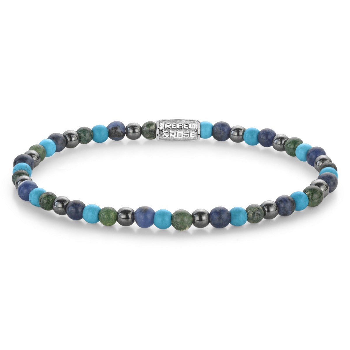 Rebel & Rose - Armband - Blue Nights - Natuursteen - Unisex - RR-40148-S - kralenarmband - 19.5 CM - 4 MM - maat L