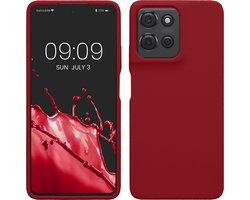kwmobile telefoonhoesje geschikt voor Motorola Moto G75 5G - Hoesje met siliconen coating - Smartphone case in rabarber rood