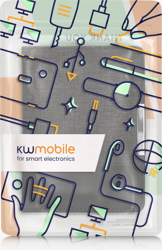 kwmobile hoes geschikt voor Kobo Aura Edition 2 - Canvas beschermhoes in antraciet / zwart - Voor e-reader van Merkloos — afbeelding 3