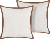 Set van 2 decoratieve kussens IANTHE Katoen 45 x 45 cm Gebroken wit Effen