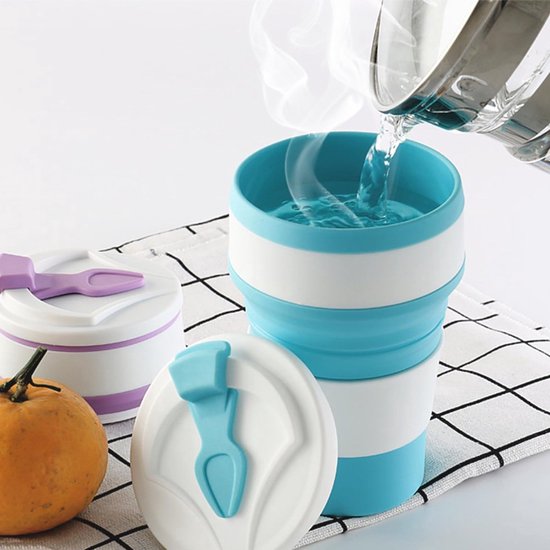 Tasse pliable, tasse à café pliable, tasse de voyage pliable, tasse de camping de voyage, tasse pliante en silicone, tasse en silicone portable, tasse à eau pliable, sans BPA, adaptée au camping (350 ml)