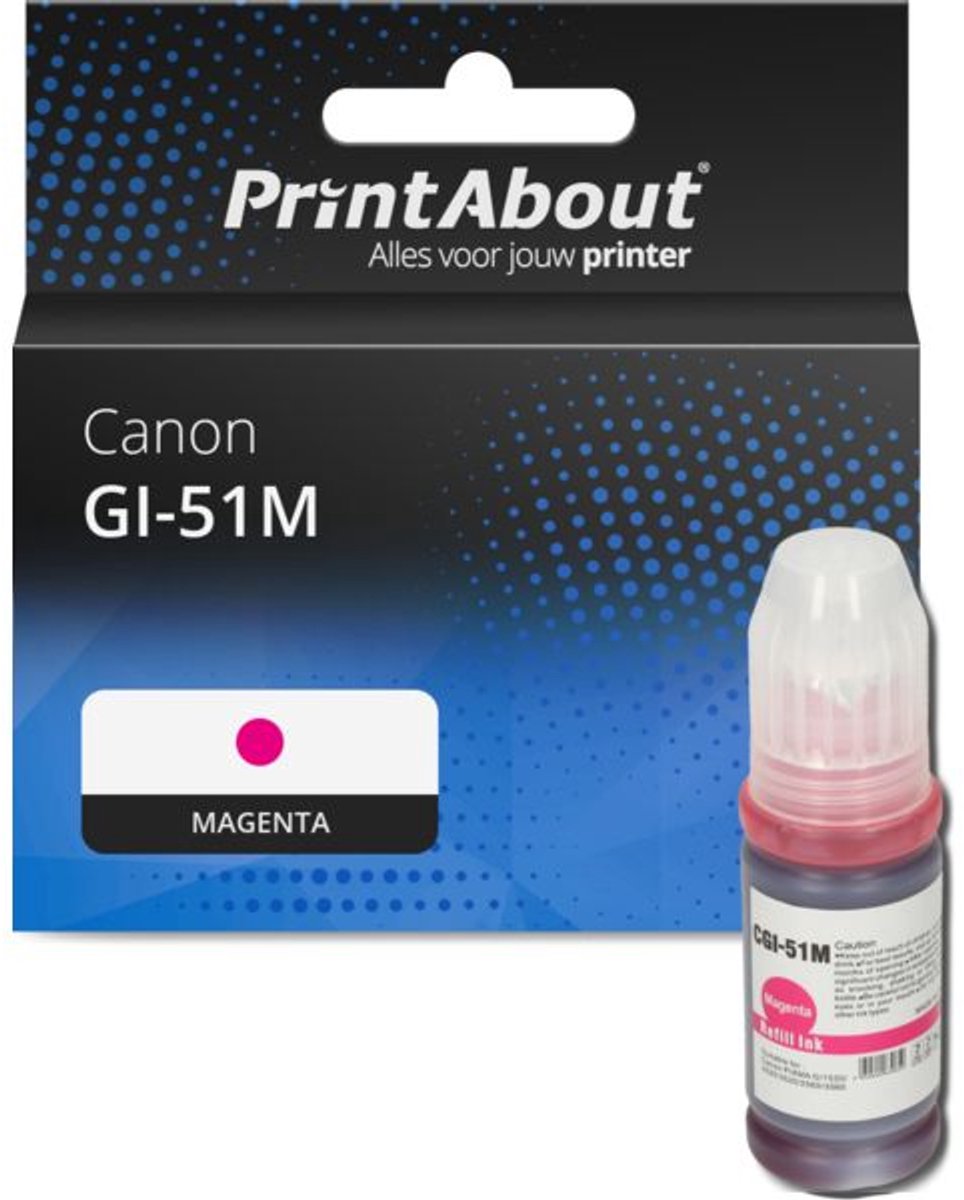 PrintAbout huismerk Inktcartridge GI-51M Magenta geschikt voor Canon