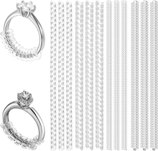 Ringverkleiner - 12 stuks, onzichtbaar, 4 maten ringverstellers van kunststof