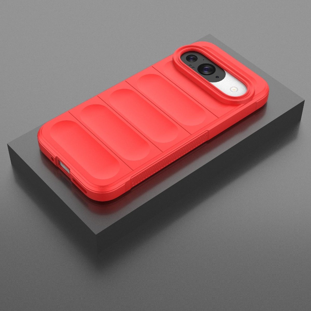 Mobigear Hoesje geschikt voor Google Pixel 9 Pro Telefoonhoesje Flexibel TPU | Mobigear Bumpy Backcover | Pixel 9 Pro Case | Back Cover - Rood