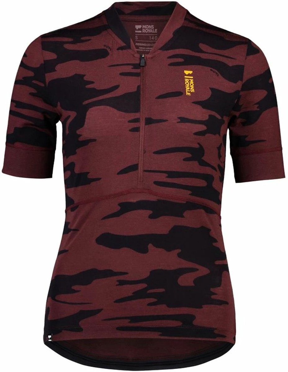 Mons Royale damesfietsshirt Cadence Half Zip 175676 bruin-S