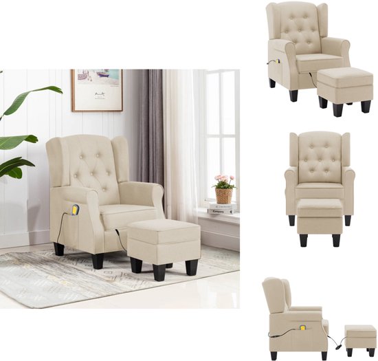 vidaXL Massagestoel verstelbaar stof taupe, zitstoel, armstoel