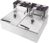 Dubbele Frituurpan - Frituurpan - 12L frituurpan - Dubbel - RVS frituurpan - XL - Zilver