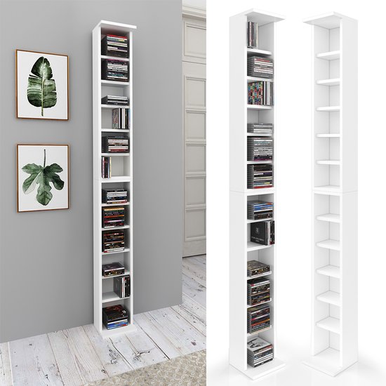 Vicco CD-rek – 21 x 183.6 cm Grote set van 2 Wit | bol