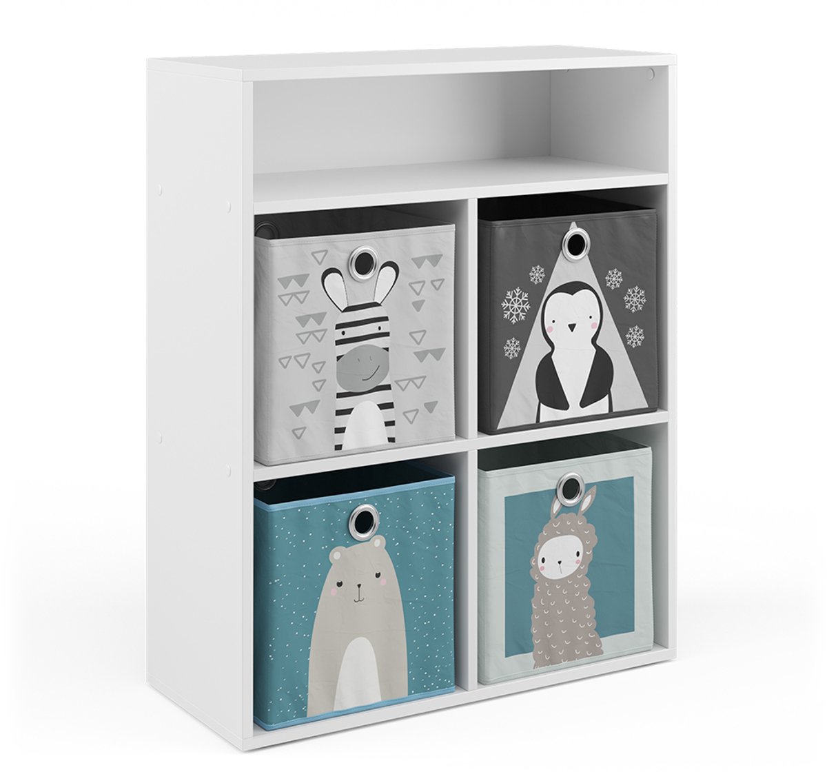 Vicco Kinderboekenkast – 72 x 90.2 cm met 4 vouwboxen Wit