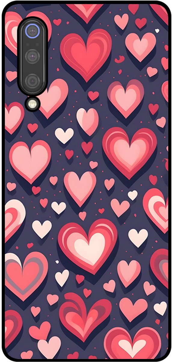 Smartphonica Telefoonhoesje Geschikt voor Xiaomi Mi 9 met Hartjes Opdruk - TPU Backcover Case With Heart Design geschikt voor Xiaomi Mi 9